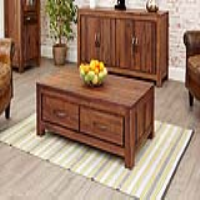 Solid Walnut 4 Drawer Low Coffee Sofa Table Rectangular Shape Dark Wood Finish 110cm