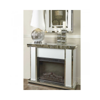 White Glass Fire Surround With Electric Fire Set