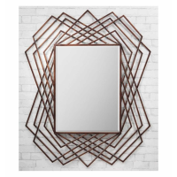 Modern Bold Geometric Copper Finish Metal Framed Rectangular Wall Mirror 109.5cm