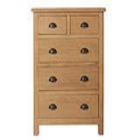 Modern Style Oak 2 Over 3 Bedroom Chest Of Drawers With Brass Cup Handles 95 x 80cm