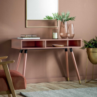 Pink Modern Console Table With Shelve Home Office