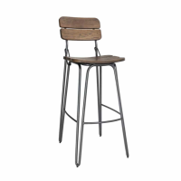 Modern Industrial Brown Elm Kitchen Bar Stool on Steel Hairpin Legs 93x39cm