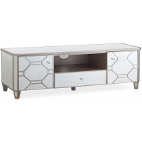 Rosa Modern Geometric Silver Mirrored 2 Door and 1 Drawer TV Media Cabinet 160cm