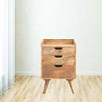 Nordic Style Solid Mango Wood 3 Cutout Drawer Bedside Cabinet With Open Slot 63 x 45cm