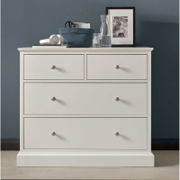 Modern White Painted 2 Over 2 Bedroom Chest of 4 Drawers Stainless Steel Handles