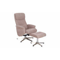 Modern Rayna 1 Seater Sand Fabric Adjustable Manual Swivel Recliner with Footstool