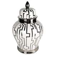 Value Large 40cm White And Gold Ginger Jar