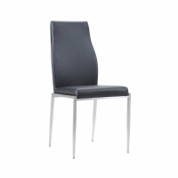 Modern High Back Black Faux Leather Upholstery Dining Chair Set of 2