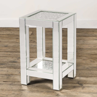 Crushed Diamond Mirrored Glass Occasional Lamp Side Table 35cm Square