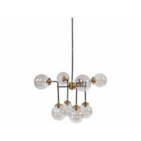 Mercer Large Glass Bubble Black And Brass Chandelier E14 25W