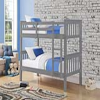 Modern Grey Painted Solid Pine Kids Single Bunk Bed with Fixed Ladder 3ft 90cm