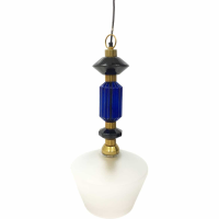 Alena Modern Style Ink blue And Frosted Glass Gold Finish Pendant Light 28 x 28cm