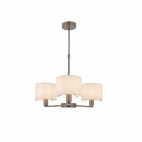 Traditional Antique Small Bronze White Shaded Living Room 3 Pendant Light 65.5 x 51cm