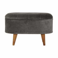 In1203 Grey Tweed Curved Storage Footstool