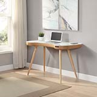 Modern Oak Smart Home Office Study Laptop Desk with Speaker and Charging Point