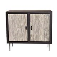 Piaggio Pin Striped Black and Cream Bone Inlay 2 Door Storage Cabinet Cupboard 100x45x88cm