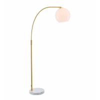 Modern Curved Gold Finish White Marble Floor Lamp With Spherical Shade 170 x 30cm