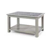 Perth Traditional Inset Design Open Coffee Table in Soft Grey with Stone Top 45x80cm