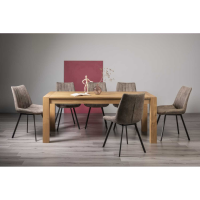 Turin Light Oak 8 to 10 Seater Dining Set 8 Fontana Tan Faux Suede Fabric Chairs