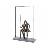Intimate Loving Romantic Couple Sitting on Swing Bronze Figurative Sculpture
