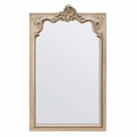 Rocaille Cream Silver Gilt Leaf Clay Paint Bevelled Mirror