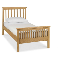 Modern Solid Oak Wood Kids Single Bed 3ft or 90cm Wide High Footend