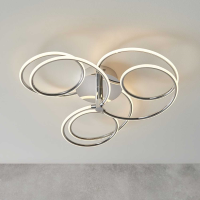 Abstract Circular Large Chrome Plated Ceiling Light with White Diffuser 60cm Diameter