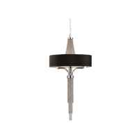 Langan Small Chandelier Metal Nickel Chain Black Shade Ceiling Light E14 60W 120cm Tall