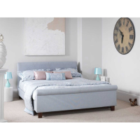 Hazel 120cm Small Double 4ft Ice Fabric Upholstered Bed Frame Scrolled Design