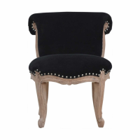 Petite French Chair In Black Velvet