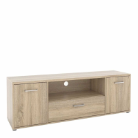 Traditional Retro Wide Oak 2 Door 1 Drawer TV Unit With Metal Brackets 50.9x155.6cm
