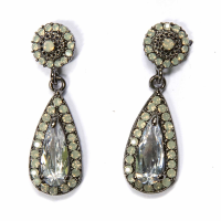 Tear Drop Earring White Opal Gold