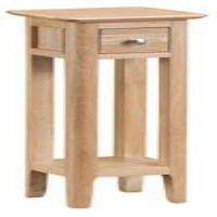 Industrial Style Oak Wood Living Room Plant Stand With Drawer And Lower Shelf 75 x 25cm