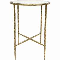 Patterdale Hand Forged Side Table Aged Champagne With Glass Top