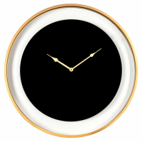 Telford Black Round Wall Clock 60cm diameter With Matt Gold Detail