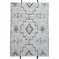 Agnez Hand Woven Pit Loom Ivory And Charcoal Pattern 160x230cm Cotton Rug