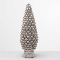 Garda Large Aspen Ceramic Antique White Stone Decorative Pinecone Showpiece
