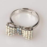Mini Bow Ring White Opal Star Shine White