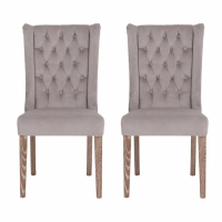 Pair of Modern Richmond Stone Velvet Button back Dining Chair in Natural 104x51cm