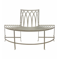 Half Round Tree Outdoor Metal Garden Bench White Painted