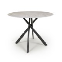 Avesta Modern Grey Marble And Metal Round Kitchen Dining Room Table 76 x 100cm