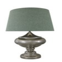 Silver Chrome Glass Statement Table Lamp With Linen Duck Egg Shade