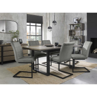 Tivoli Weathered Oak 6 to 8 Seater Table And 6 Lewis Grey Velvet Chairs Dining Set