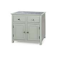 Grey Painted 2 Door 2 Drawer Sideboard Cupboard with Real Stone Top 80x84cm
