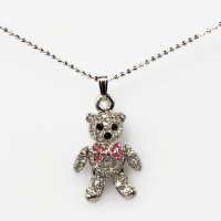 Mini Bow Teddy Necklace Pink