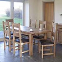 Solid Oak Natural Rectangular Extending Kitchen Dining Room Table Only 150cm to 195cm