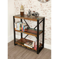 Rustic Low Open Bookcase Painted Reclaimed Boat Wood Shelving Display Unit