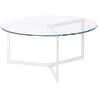 Modern Style Large Clear Glass Round Coffee Table With Stainless Steel Frame 40 x 85cm