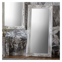 Large Tall White Painted Leaner Wall Floor Standing Mirror Ornate Carved 170x83cm