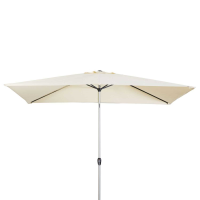 Cream Polyester 2x3m Rectangular Parasol Grey with Tilt and Crank Mechanism